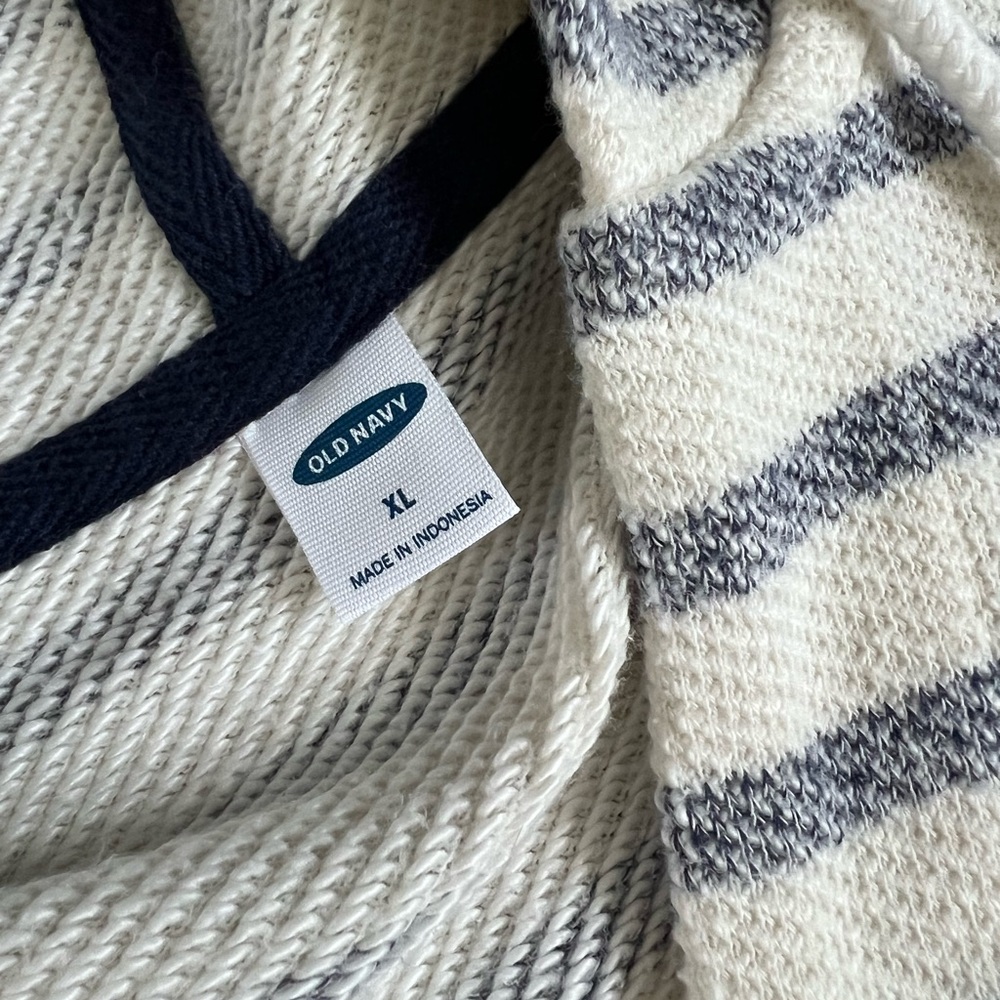 Old Navy Navy and Cream Striped Hoodie - Picture 2 of 2